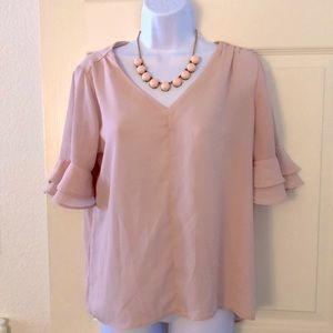 Blush Bell Sleeve Blouse